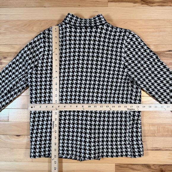 CHAPS Sweater Jacket Womens XL Black/White Long Sleeve Zip Geometric Chic Preppy - Picture 6 of 6